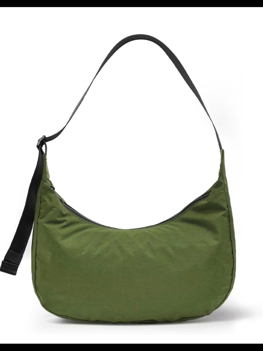 Olive Green Nylon Hobo Crescent Crossbody Bag